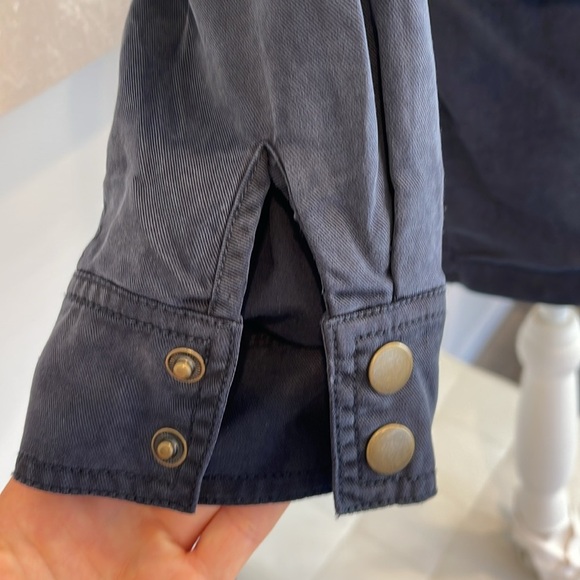 Navy Blue Moto Drawstring Waist button sleeve jacket - Picture 4 of 11